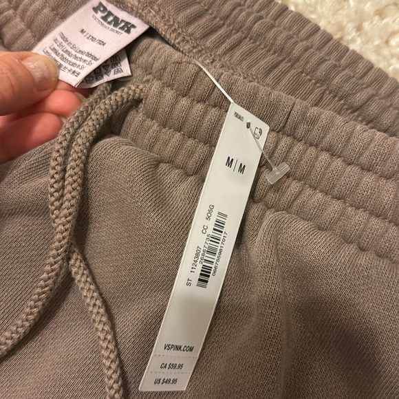 Vs pink ivy fleeece sweatpants size medium dark tan color - Picture 4 of 5